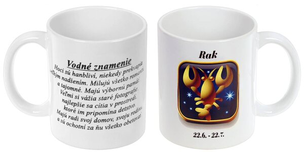 Znamenie Rak šálka (Šálka na kávu, čaj so znamením Rak)