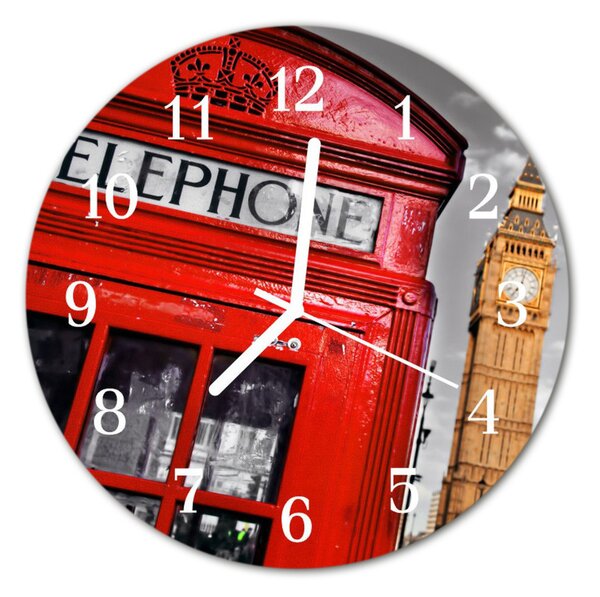 Nástenné sklenené hodiny Londýn fi 30 cm