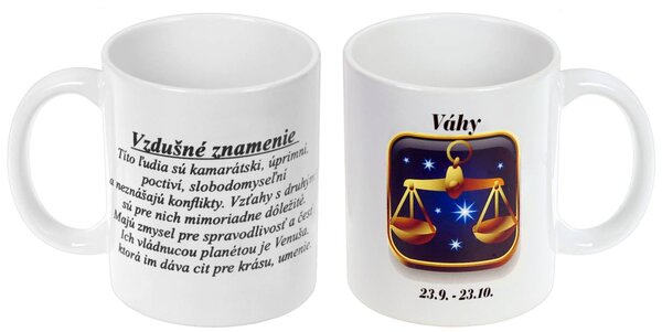 Znamenie Váhy šálka (Hrnček na čaj so znamením Váhy)