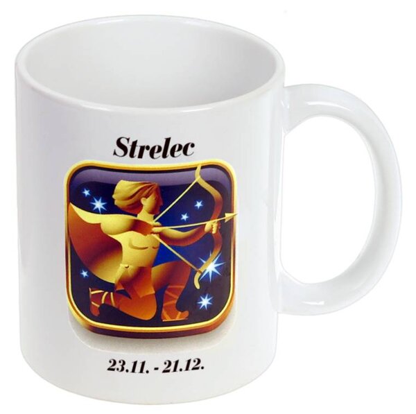 Znamenie Strelec šálka (Šálka s textom znamenie Strelec)