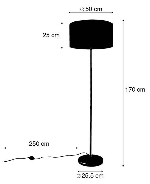 Stojaca lampa čierna so svetlosivým tienidlom 50 cm - Simplo