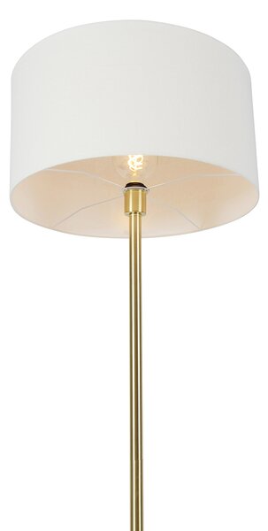 Stojaca lampa mosadz s bielym tienidlom 50 cm - Simplo