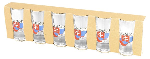Štamperlíky Slovakia 6ks (sklenené štamperlíky 0,02 L. Balenie obsahuje 6 kusov štamperlíkov)