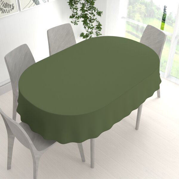 Biante Dekoračný oválny obrus Rongo RG-081 Tmavý olivovo zelený 50x100 cm