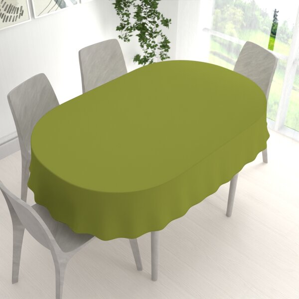 Biante Dekoračný oválny obrus Rongo RG-095 Olivovo zelený 50x100 cm