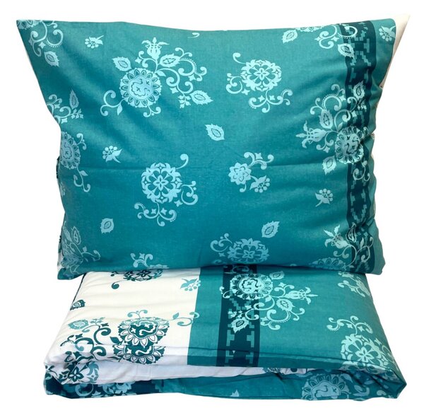Obliečky flanelové Carmela zelená 200x140cm+90x70cm TiaHome