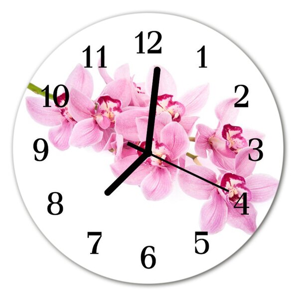 Nástenné sklenené hodiny Orchidea fi 30 cm