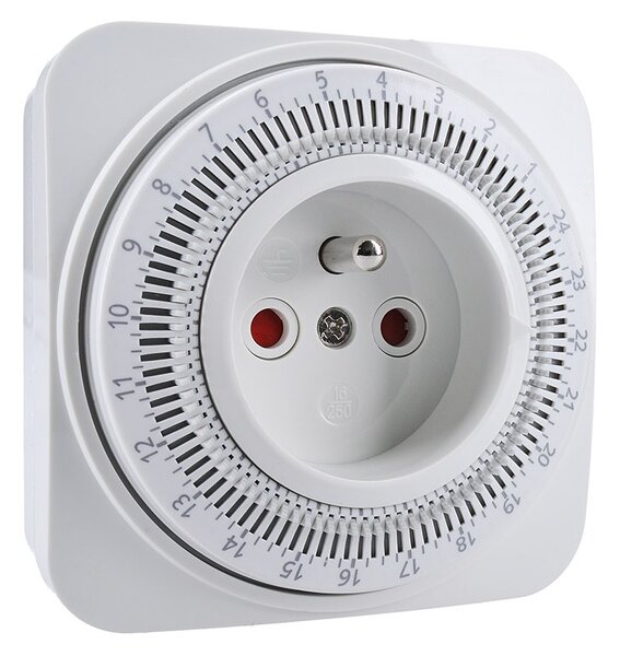 SOLIGHT Mechanický denný časový spínač 230V/16A, biely