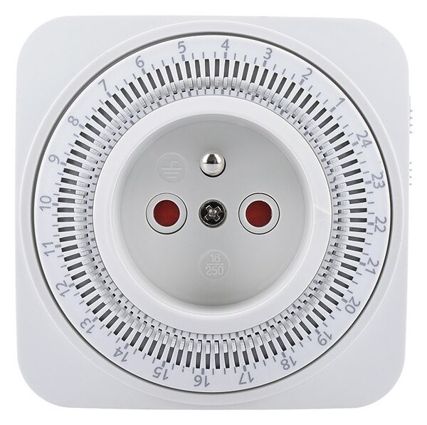 SOLIGHT Mechanický denný časový spínač 230V/16A, biely