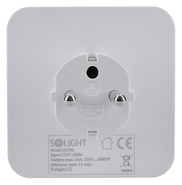 SOLIGHT Mechanický denný časový spínač 230V/16A, biely