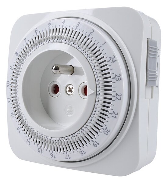 SOLIGHT Mechanický denný časový spínač 230V/16A, biely