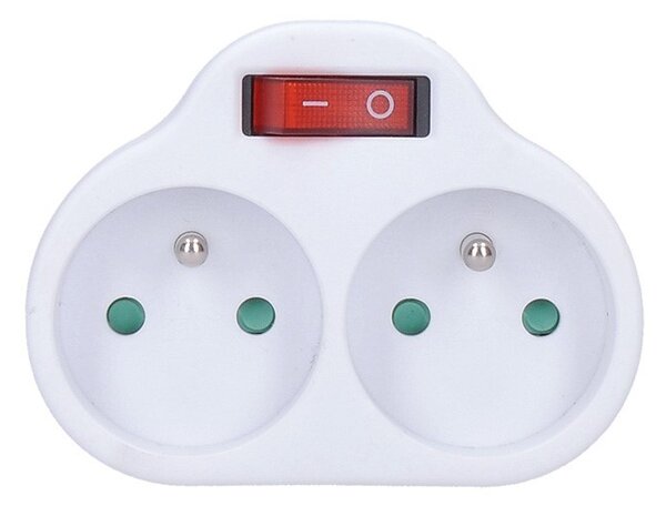 SOLIGHT Zásuvka rozbočovacia s vypínačom P97 2x 230V/10A, biela