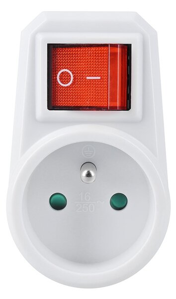 SOLIGHT Zásuvka priebežná 230V/10A s vypínačom P96, biela