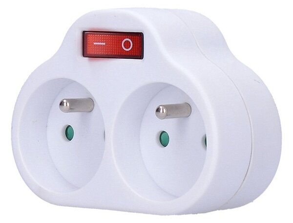 SOLIGHT Zásuvka rozbočovacia s vypínačom P97 2x 230V/10A, biela