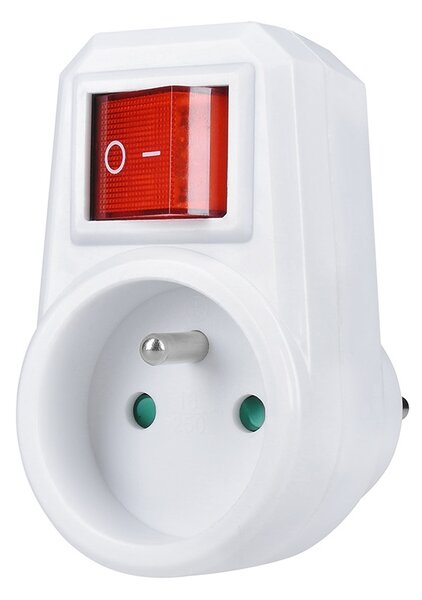 SOLIGHT Zásuvka priebežná 230V/10A s vypínačom P96, biela