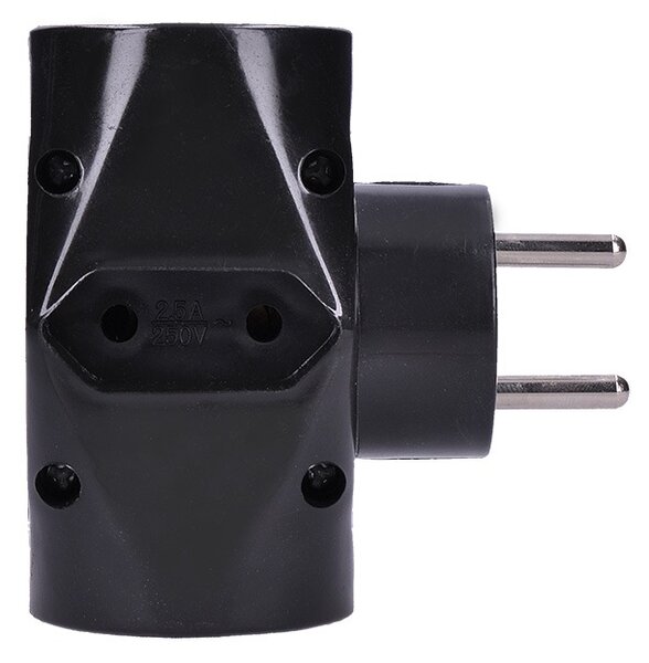 SOLIGHT Zásuvka rozbočovacia P92 IP20/230V/2x10A+1x2,5A, čierna