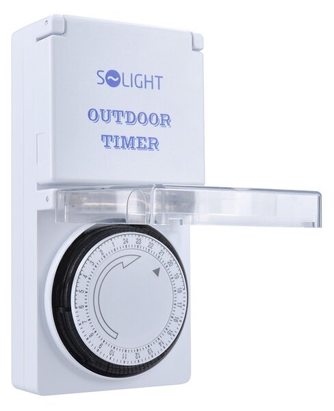 SOLIGHT vonkajšie denný časový spínač 230V/16A/IP44/3500W, biely