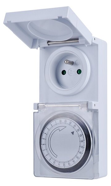 SOLIGHT vonkajšie denný časový spínač 230V/16A/IP44/3500W, biely