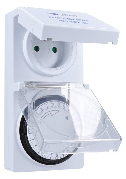 SOLIGHT vonkajšie denný časový spínač 230V/16A/IP44/3500W, biely