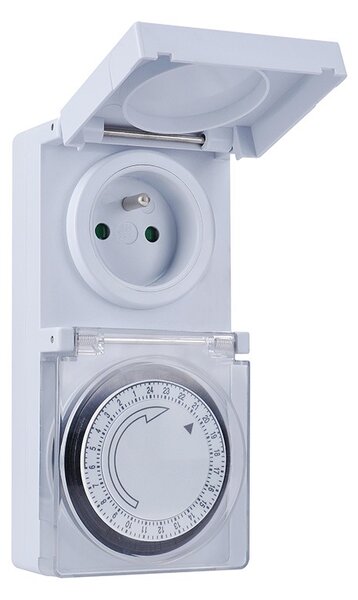 SOLIGHT vonkajšie denný časový spínač 230V/16A/IP44/3500W, biely