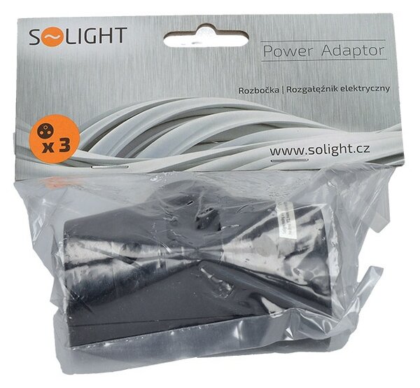 SOLIGHT Zásuvka rozbočovacia P92 IP20/230V/2x10A+1x2,5A, čierna