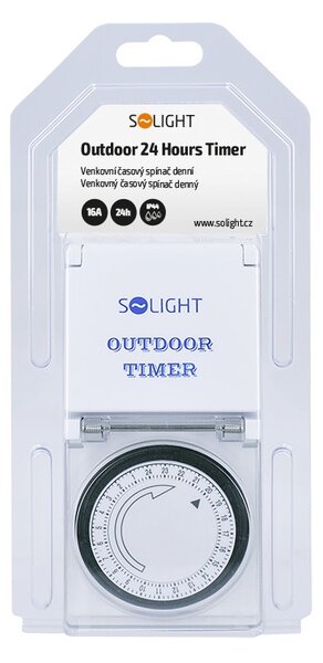 SOLIGHT vonkajšie denný časový spínač 230V/16A/IP44/3500W, biely