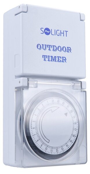 SOLIGHT vonkajšie denný časový spínač 230V/16A/IP44/3500W, biely