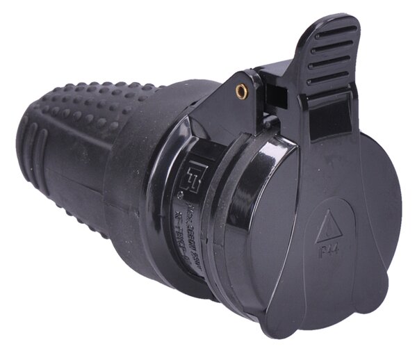 SOLIGHT Káblová zásuvka gumová do vlhka P77 230V/16A/IP44, čierna