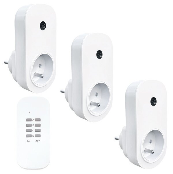 SOLIGHT Diaľkovo ovládané zásuvky set 3 zásuvky+1 ovládač DY09 2000W/8,7A