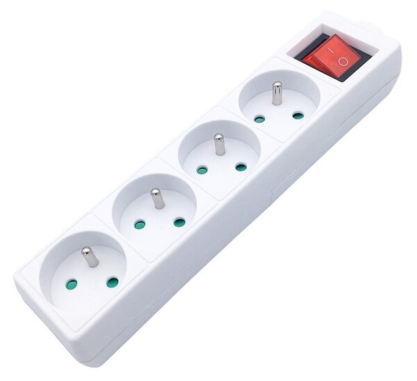SOLIGHT Káblová viacnásobná zásuvka biela, 4 zásuvky 230V/16A, vypínač