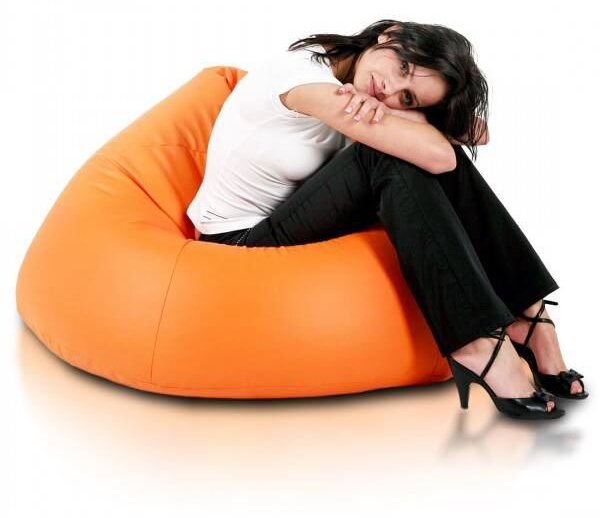 INTERMEDIC SK - Sedací vak Relax 110x70 cm | kreslo na oddych z ekokože alebo polyesteru, 300 l Farba: E04 - Oranžová pomaranč (ekokoža)