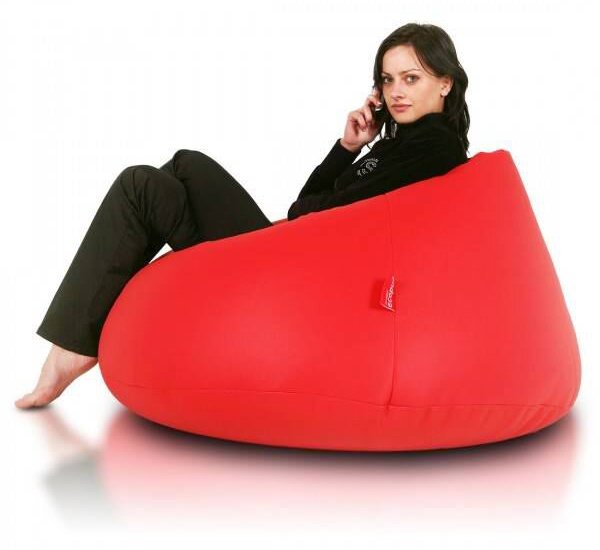 INTERMEDIC SK - Sedací vak Relax 110x70 cm | kreslo na oddych z ekokože alebo polyesteru, 300 l Farba: E06 - Červená (ekokoža)