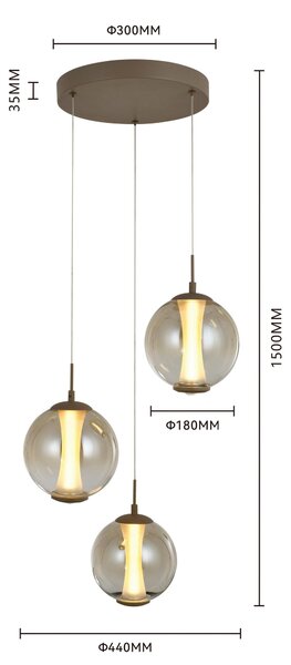 ZÁVESNÉ LED SVIETIDLO, 44/150/44 cm - Interiérové svietidlá