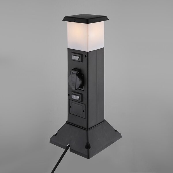 SOLIGHT Záhradný stĺpik IP44 s LED osvetlením, 2 zásuvky, hranol, čierny