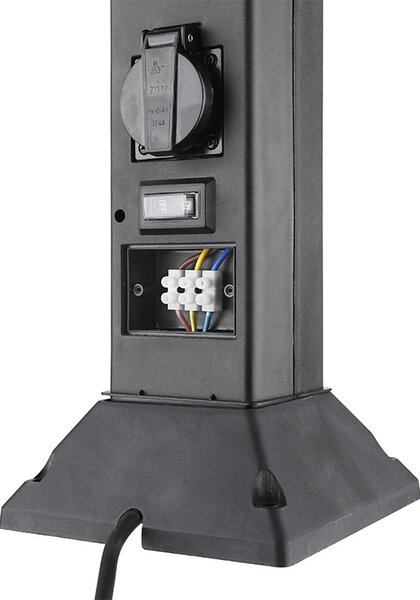 SOLIGHT Záhradný stĺpik IP44 s LED osvetlením, 2 zásuvky, hranol, čierny