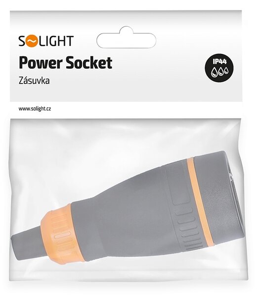 SOLIGHT Zásuvka do vlhka, priama, IP40, čierna-oranžová