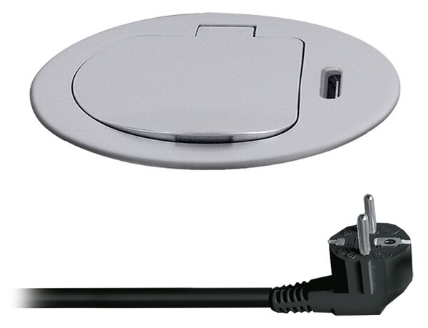 SOLIGHT 1z + USB-C 20W PD vstavaná zásuvka, 2m, strieborná