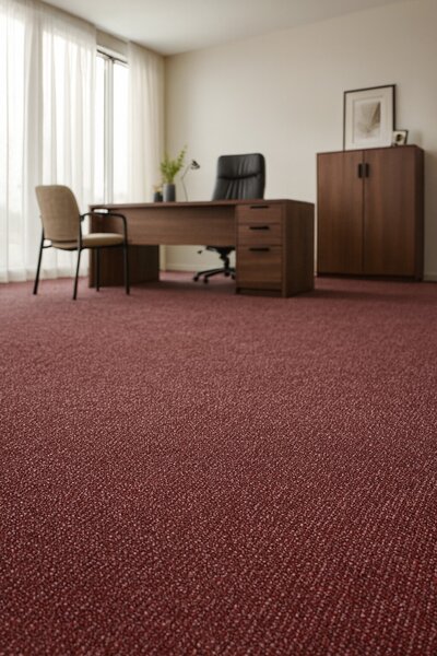 Timzo, Metrážny koberec Rubin 2159 red, na mieru, šíře 4m, červená, ab (mriežka), chodba / predsieň