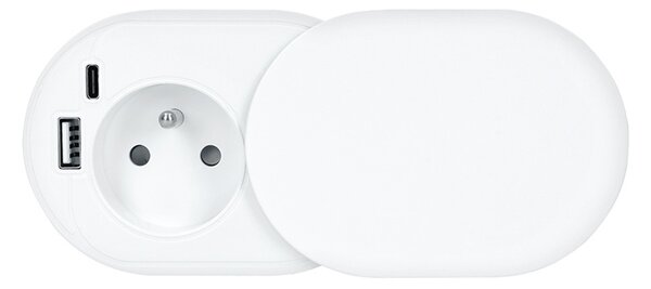 SOLIGHT Vstavaná zásuvka s posuvným viečkom, USB A + C 20W PD, 2m, matná biela