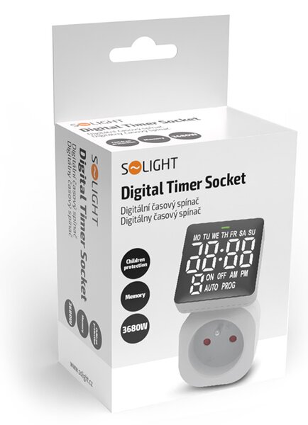 SOLIGHT Digitálny časový spínač DT36