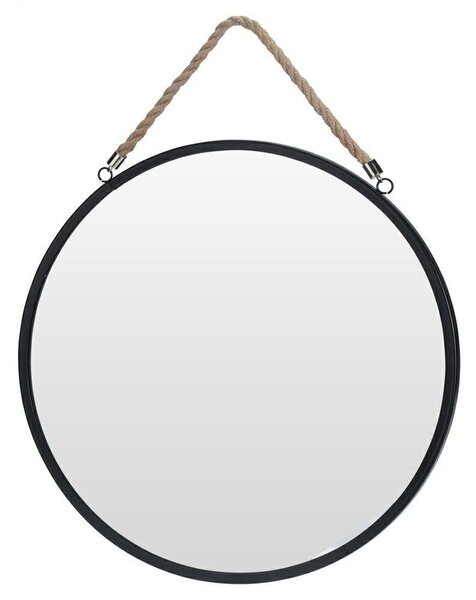 DekorStyle Guľaté zrkadlo - čierny rám
