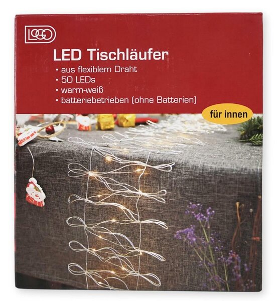 Vianočná reťaz 50 LED, behúň na stôl
