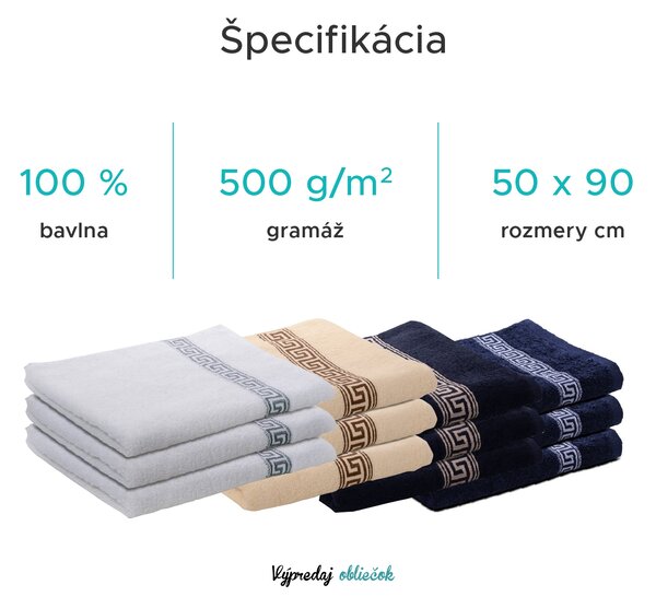 Uterák GREEK 50 x 90 cm tmavomodrý, 100% bavlna