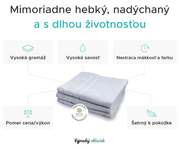 Hotelový uterák Royal 50 x 100 cm biely, 100% bavlna
