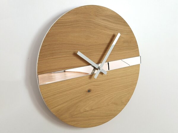 ModernClock Nástenné hodiny Oak Mirror hnedé