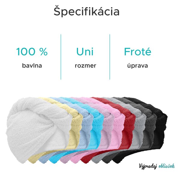 Rýchloschnúci froté turban na vlasy červený, 100% bavlna