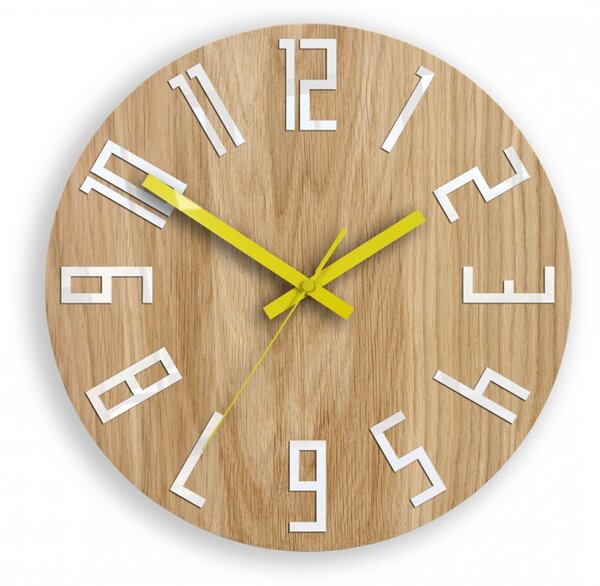 ModernClock Nástenné hodiny Slim hnedo-žlté