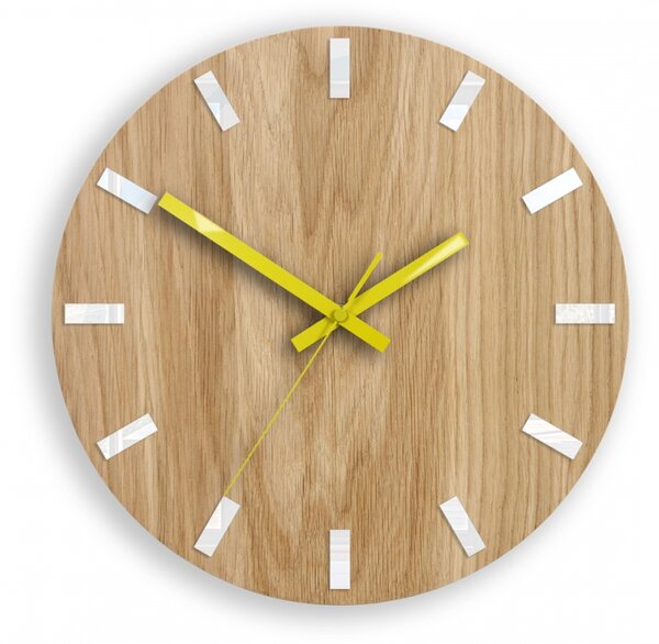 ModernClock Nástenné hodiny Simple Oak hnedo-žlté