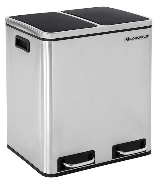 SONGMICS Odpadkový kôš Rubax 2 x 15 L strieborno-čierny