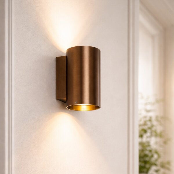 Moderná nástenná lampa tmavo bronzová okrúhla 2-svetlá - Sandy